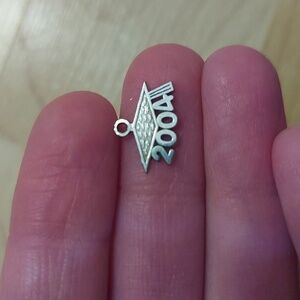 Solid 14k White Gold 2004 Graduation Cap Charm